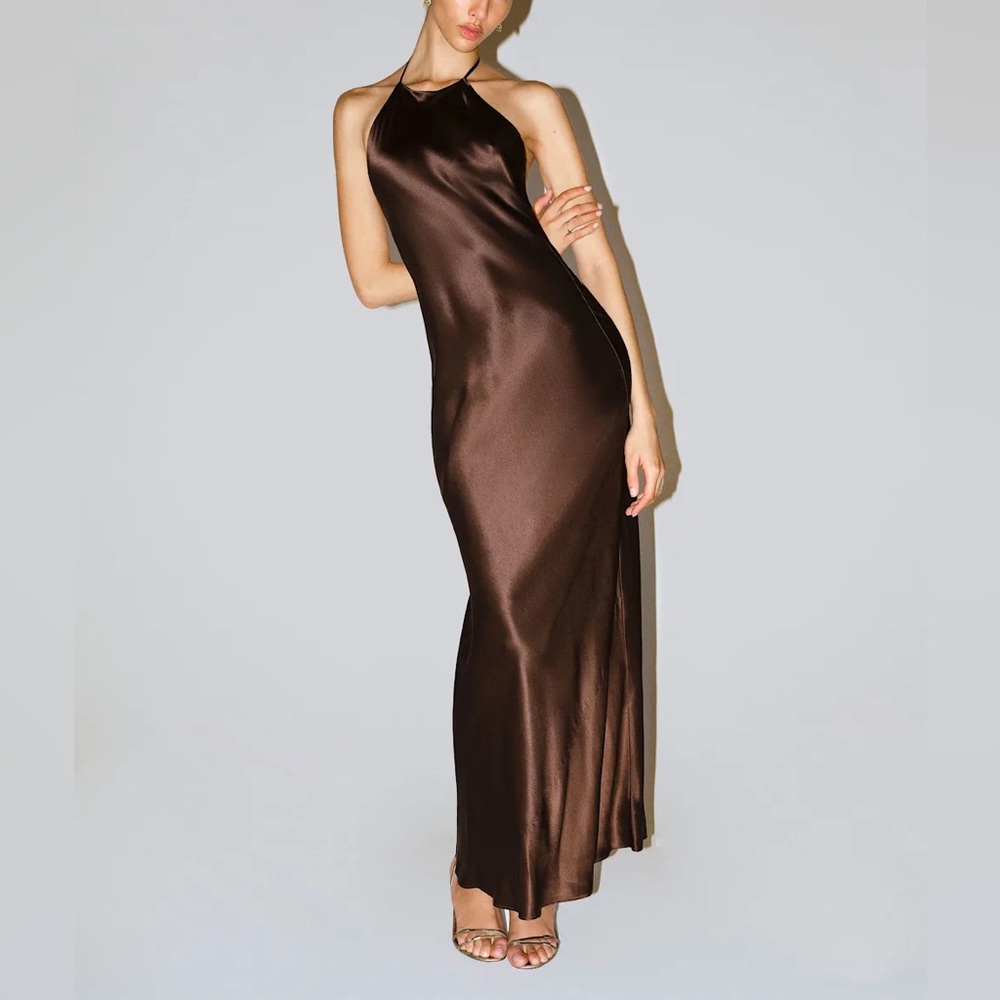 Reformation Jeany Silk Dress In Black Bean, NWOT, NEVER WORN, NO FLAWS.